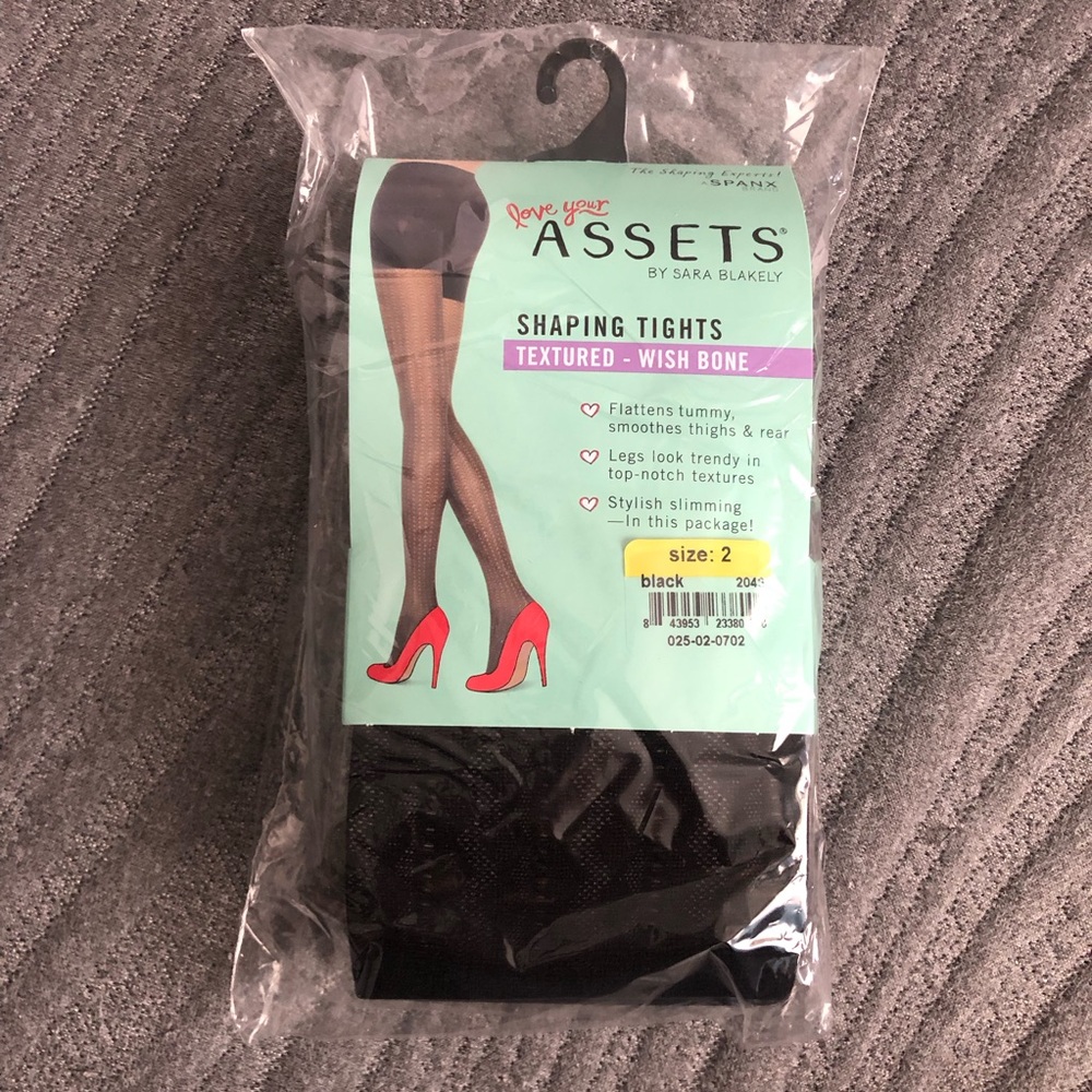 NEW SPANX Love Your Assets Shaping‎ Textured Wishbone Tights Size 2 Black